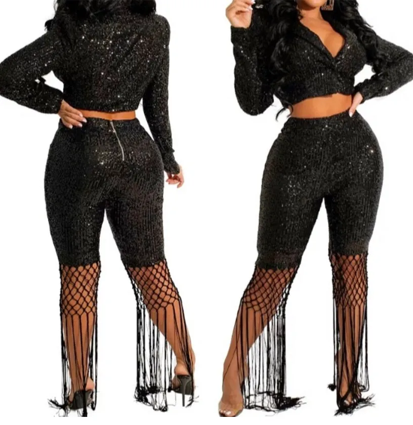 2PC Sequin Fringe Fury Set
