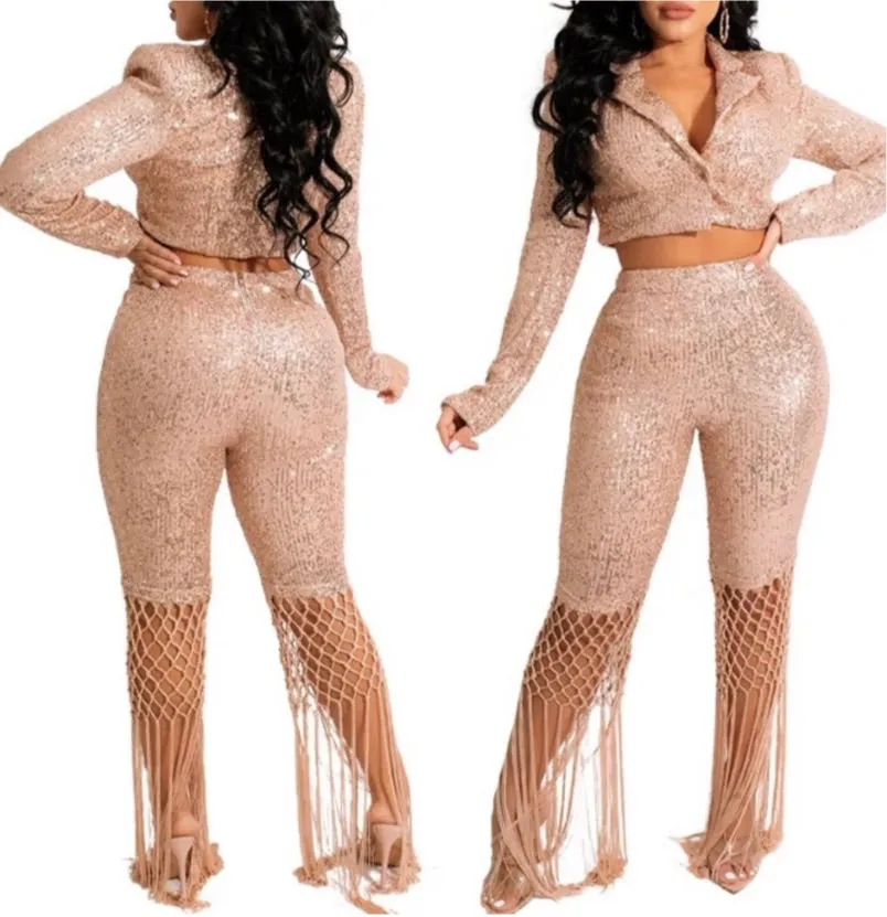 2PC Sequin Fringe Fury Set