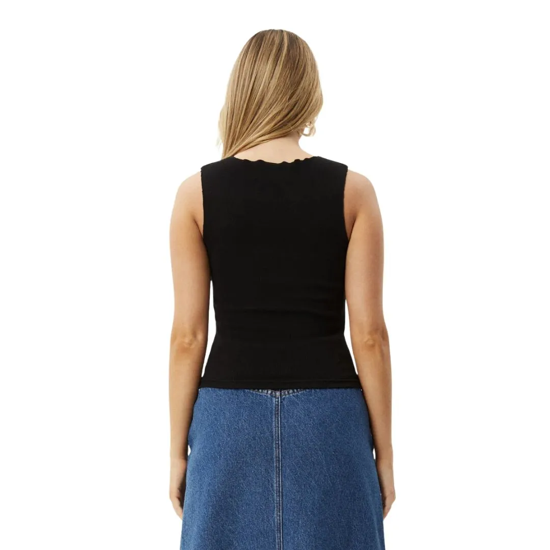 Afends Peony Hemp Ribbed High Neck Tank - Black