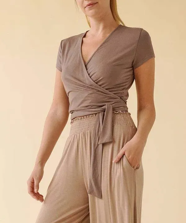 Bamboo Wrap Crop Blouse