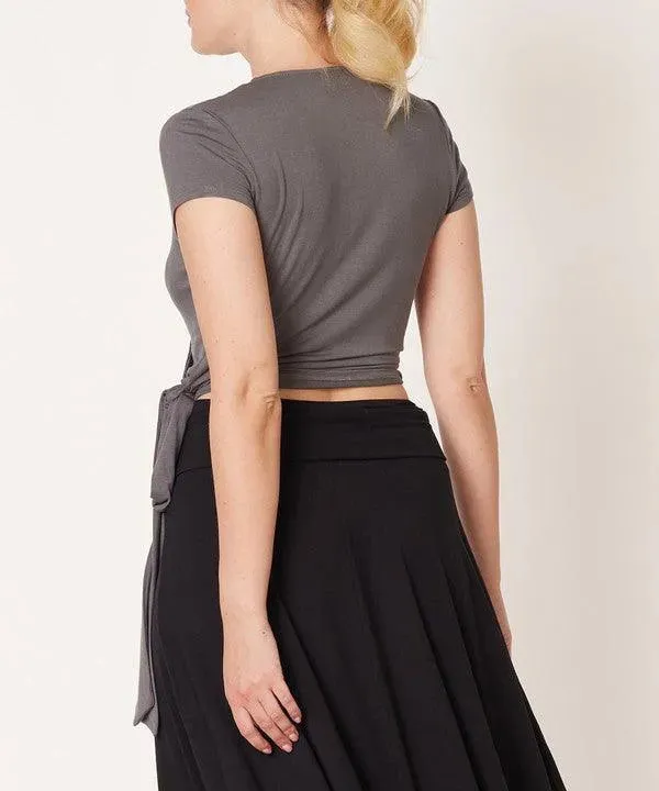 Bamboo Wrap Crop Blouse