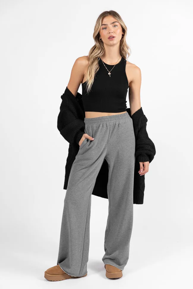 Before You Go Grey Wide Leg Sweatpants