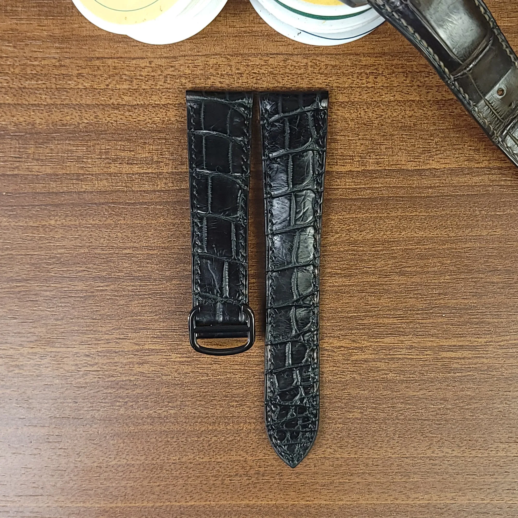 Black Genuine Alligator Leather Cartier Watch Strap