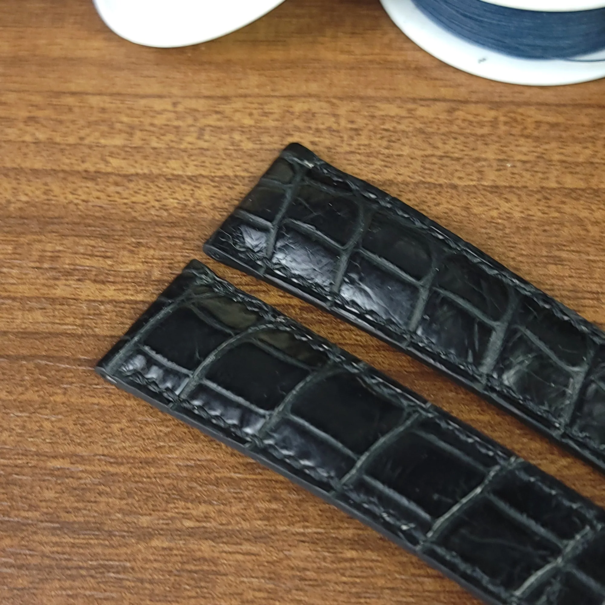Black Genuine Alligator Leather Cartier Watch Strap