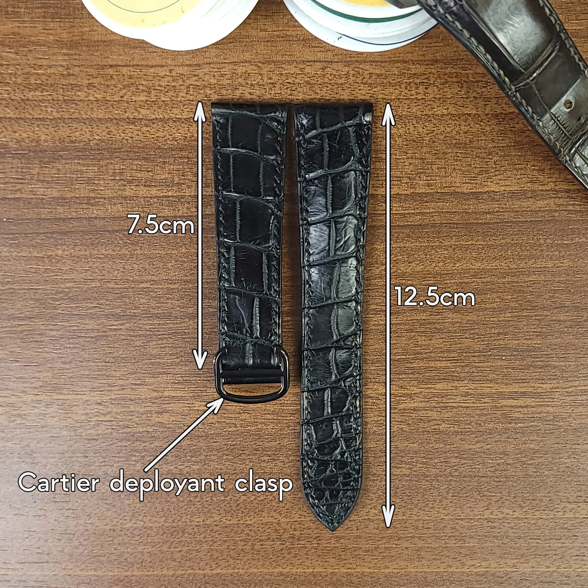 Black Genuine Alligator Leather Cartier Watch Strap