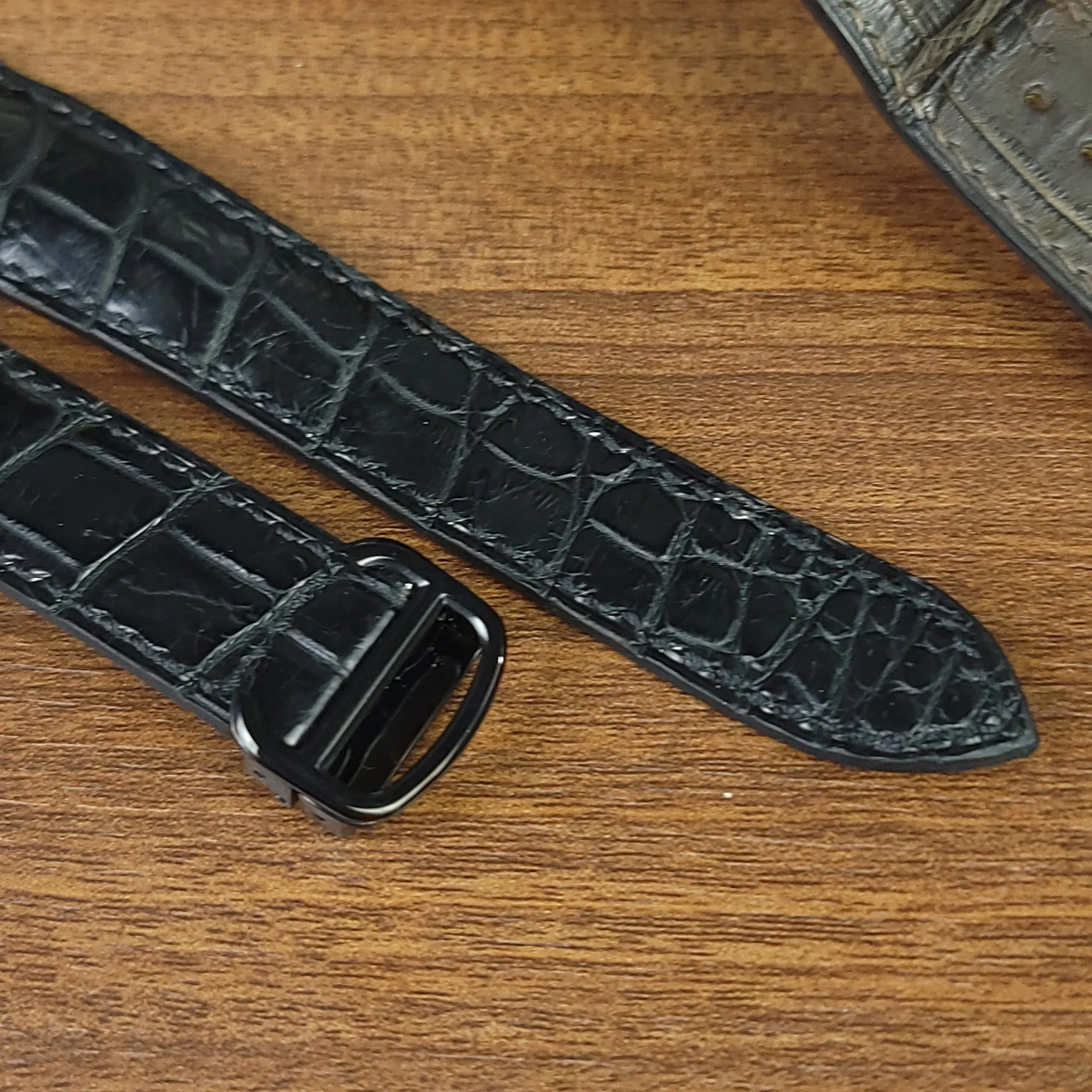 Black Genuine Alligator Leather Cartier Watch Strap