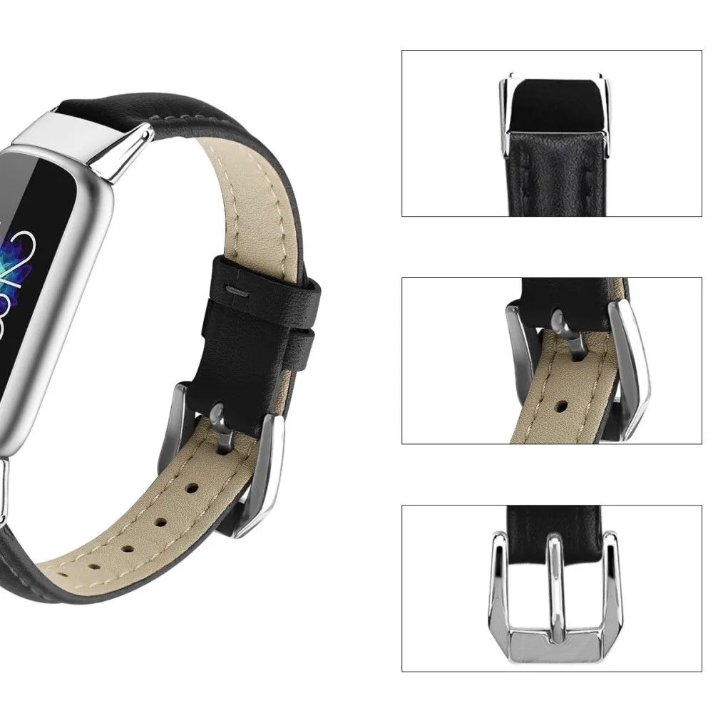 Fitbit Luxe genuine leather watch strap - Black / Size: S
