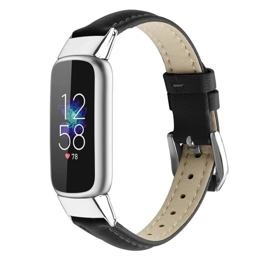 Fitbit Luxe genuine leather watch strap - Black / Size: S