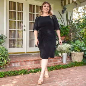 Genieve Black Faux Wrap Dress