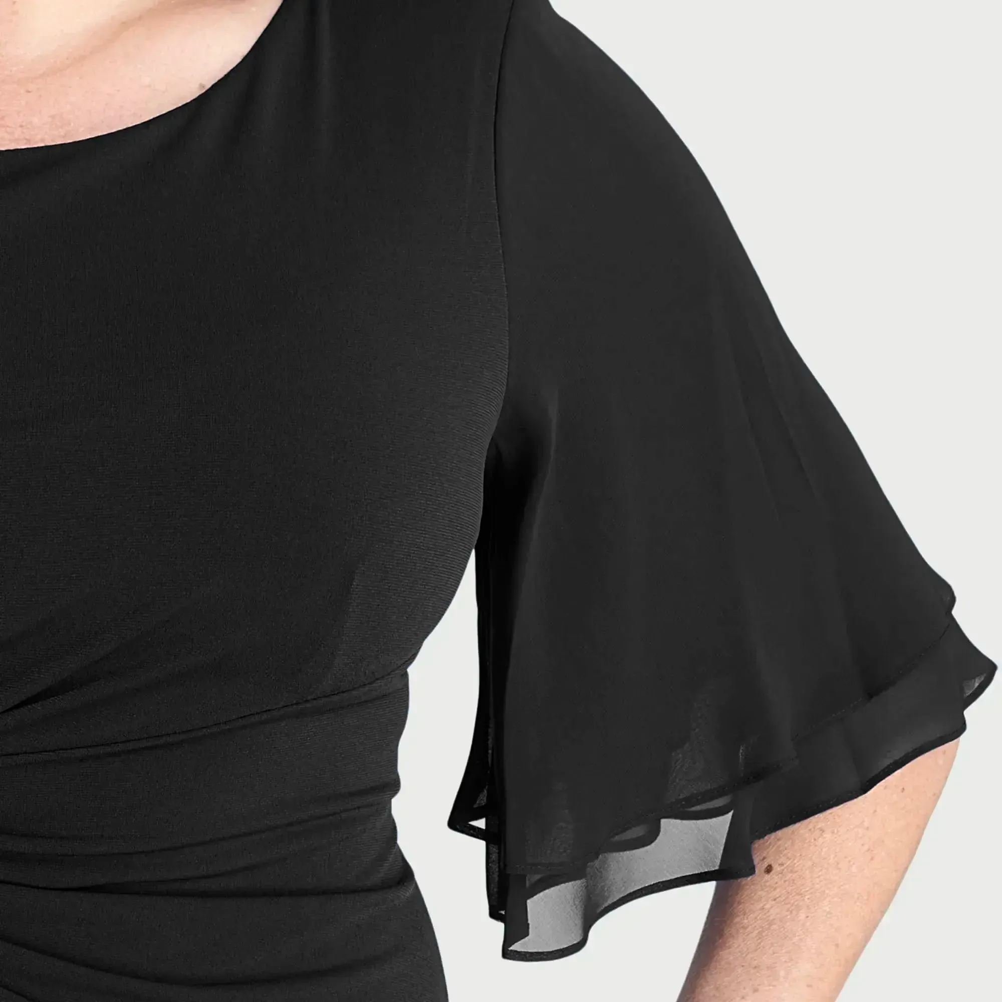 Genieve Black Faux Wrap Dress