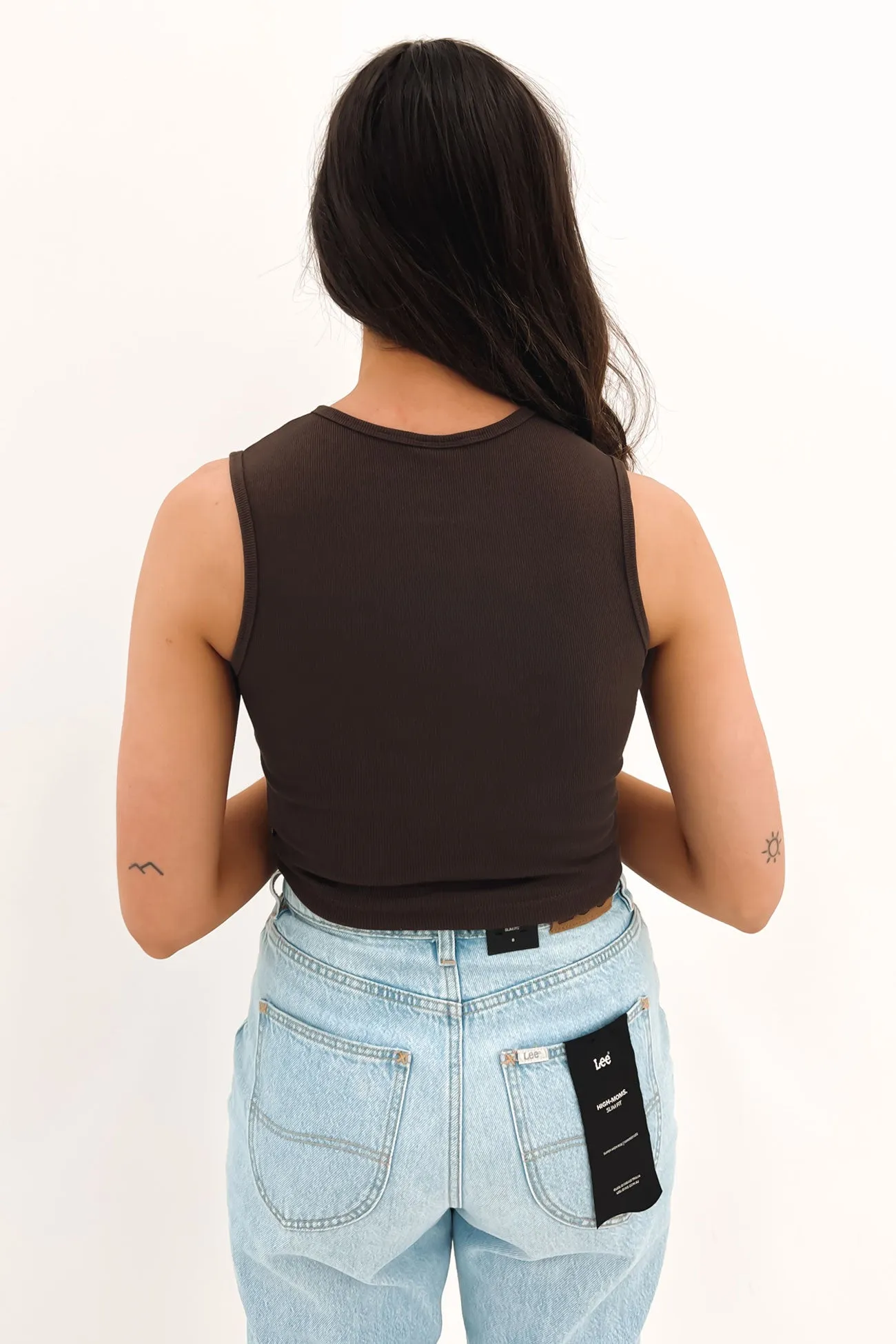Harlow Recycled Rib Singlet Coffee