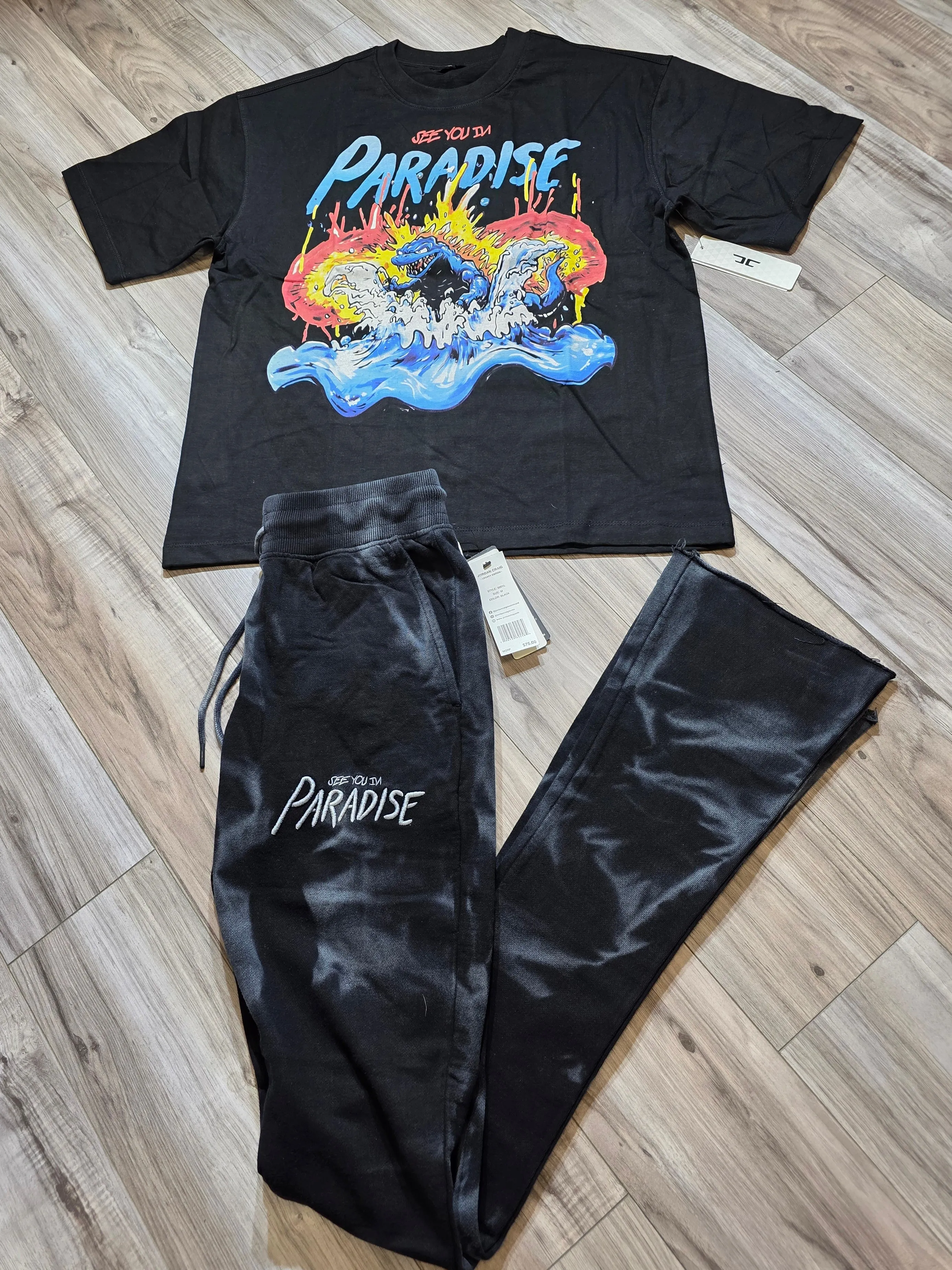 Jordan Craig Surfside Stacked Sweatpants (Black)(T-shirt sold separately)