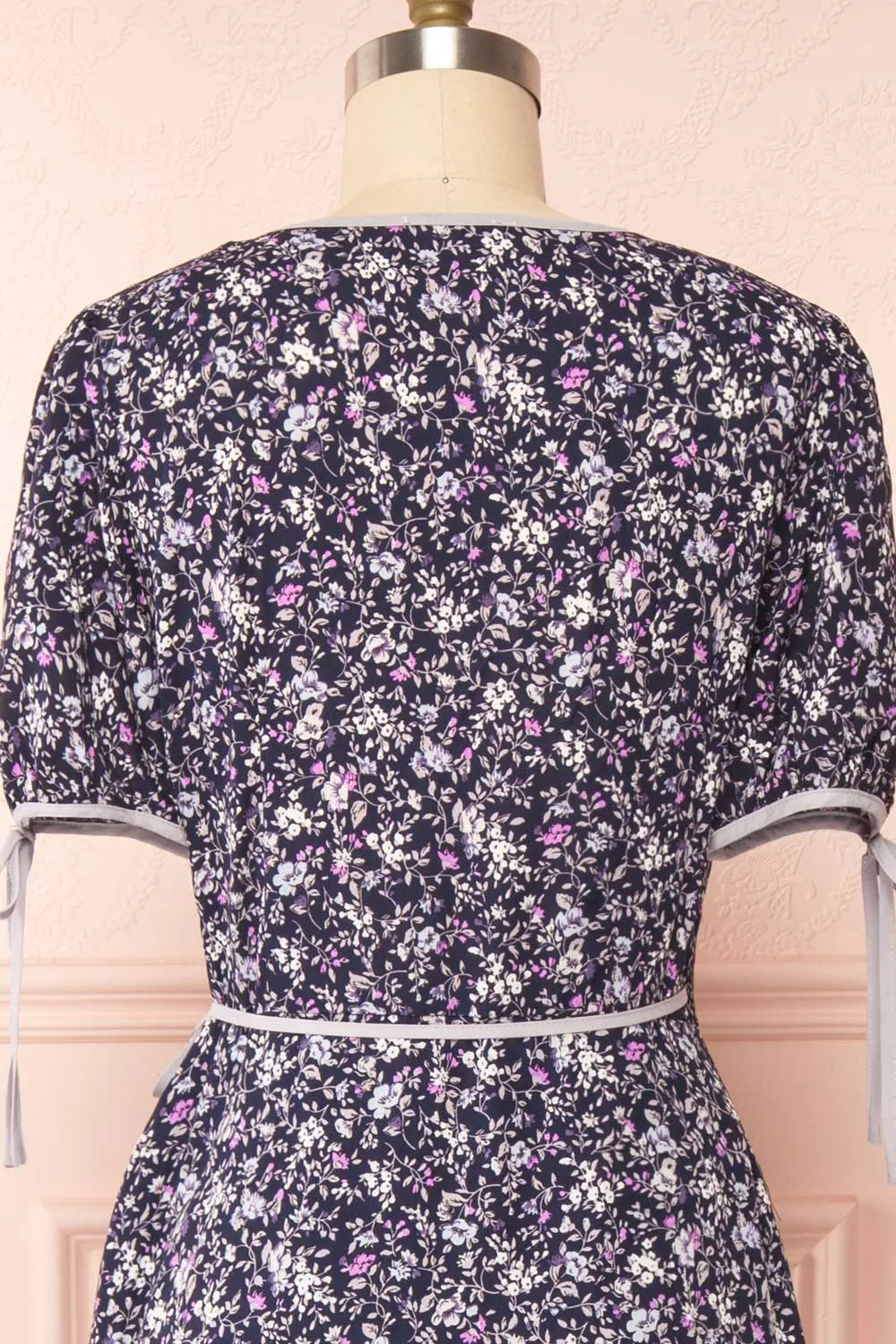 Kate Navy | Floral Midi Wrap Dress