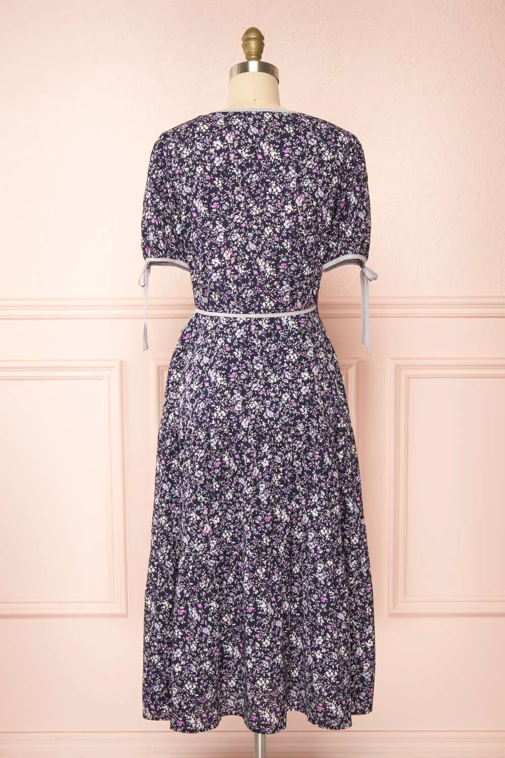Kate Navy | Floral Midi Wrap Dress