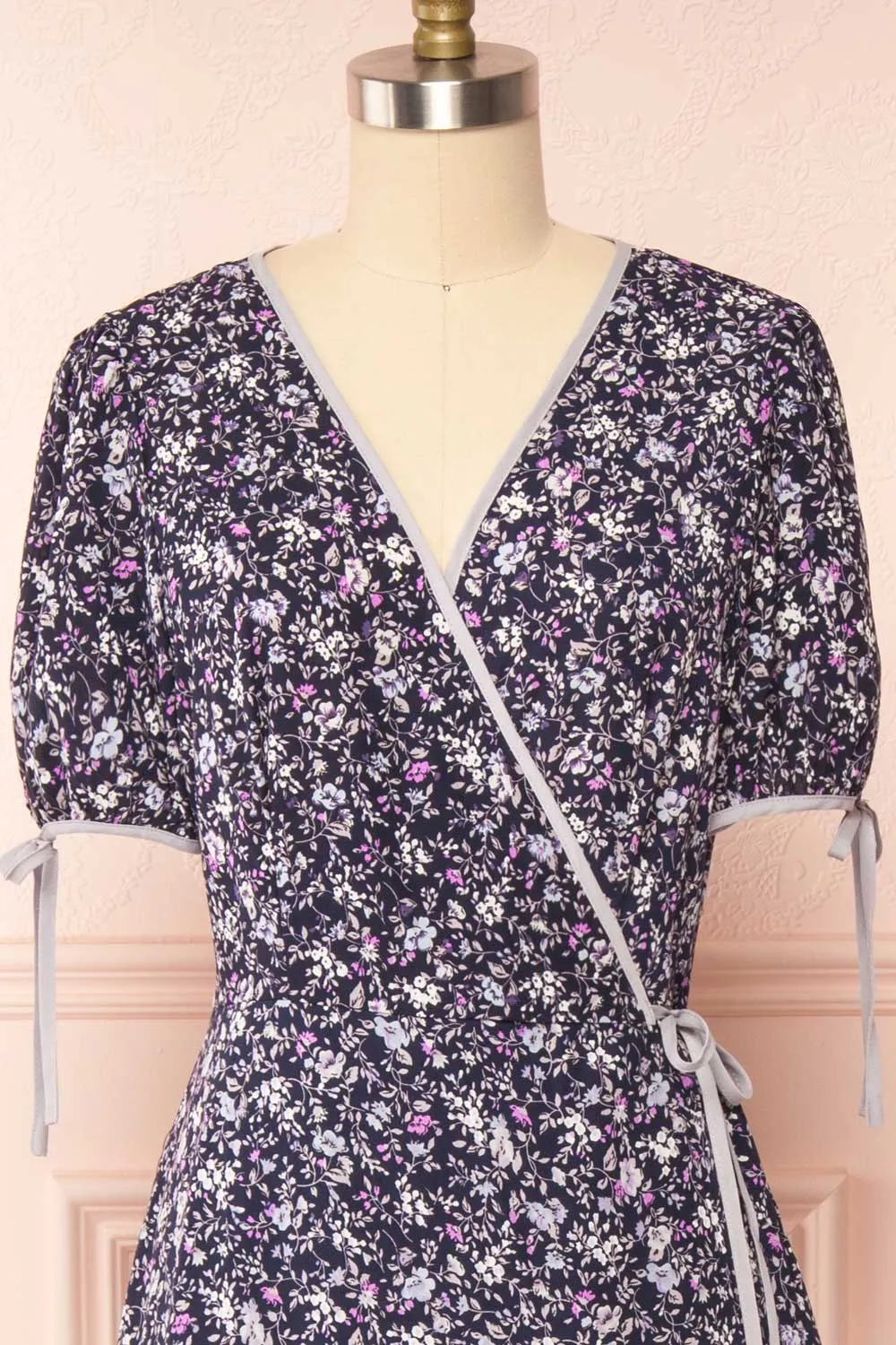 Kate Navy | Floral Midi Wrap Dress