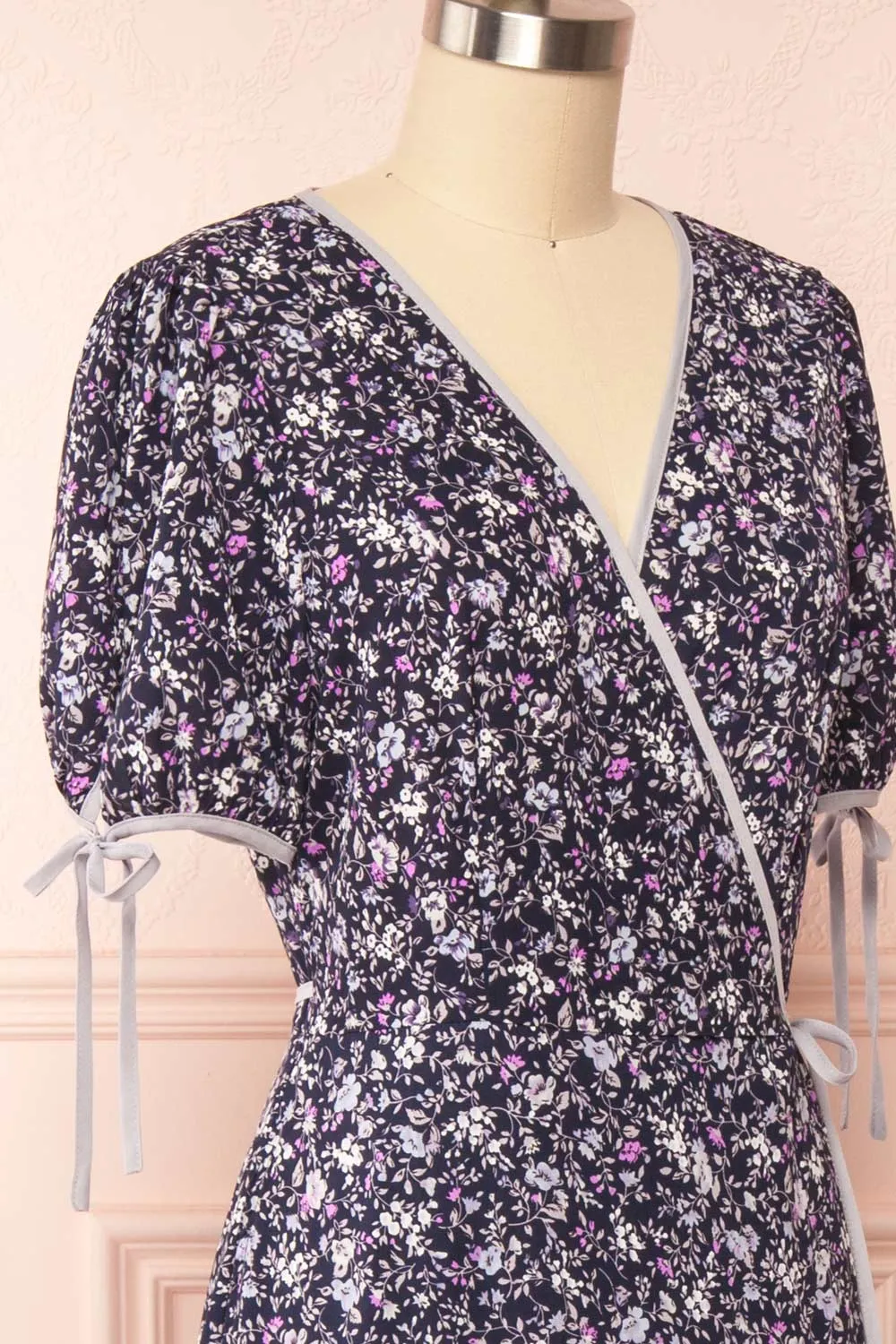 Kate Navy | Floral Midi Wrap Dress