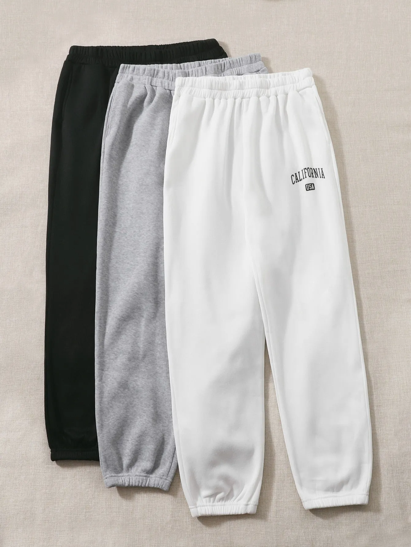 Letter Natural Long Plus Size Sweatpants