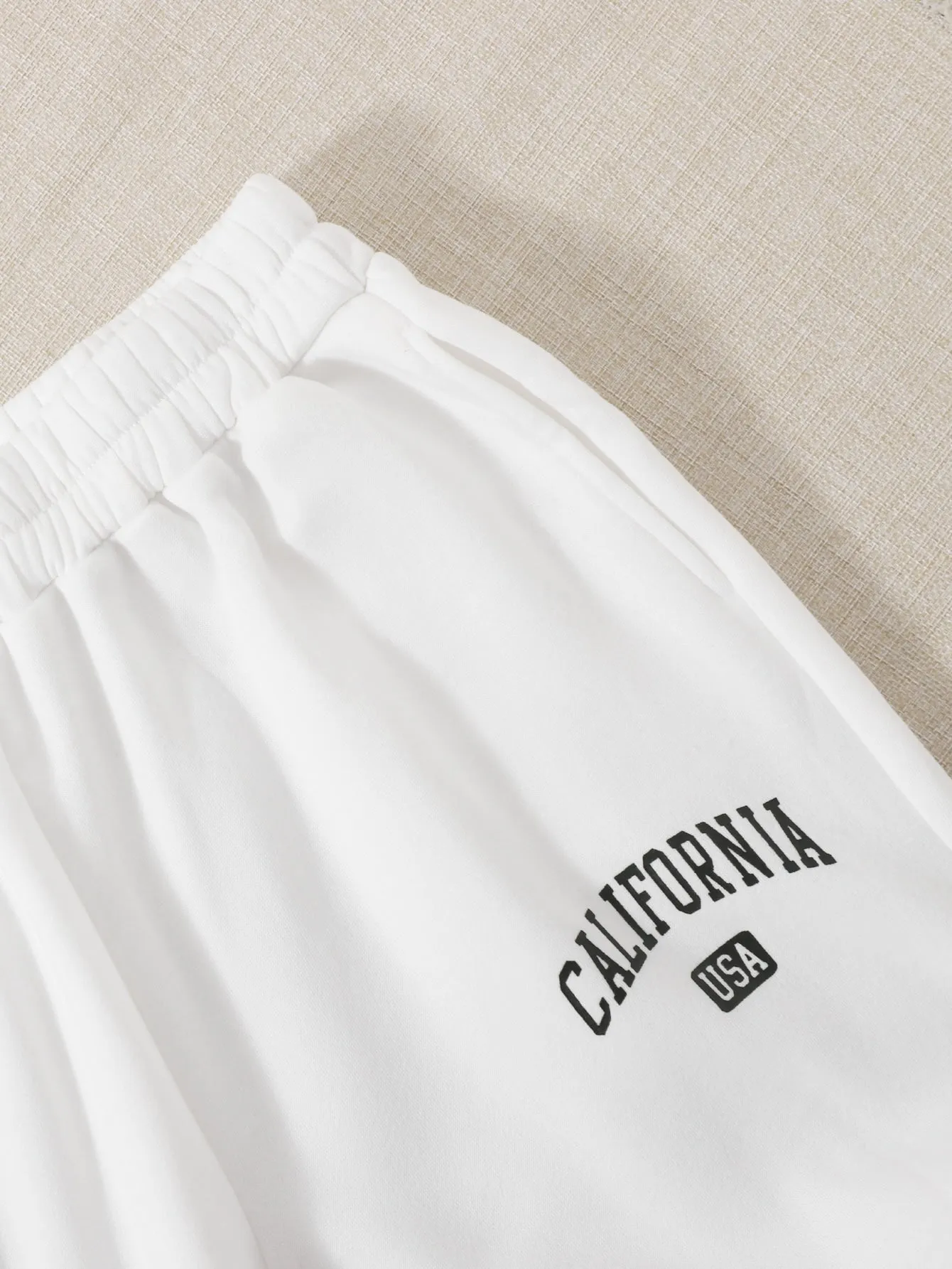 Letter Natural Long Plus Size Sweatpants