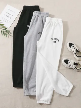 Letter Natural Long Plus Size Sweatpants