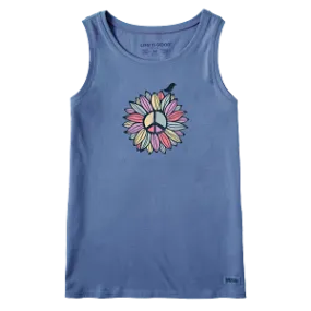 Life is Good W Crusher Tank Peace Sign Turtle VINTAGE BLUE