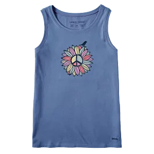 Life is Good W Crusher Tank Peace Sign Turtle VINTAGE BLUE