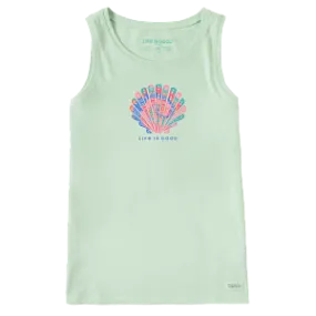 Life is Good W Crusher Tank Tie Dye Tribal Shell SAGE GREEN