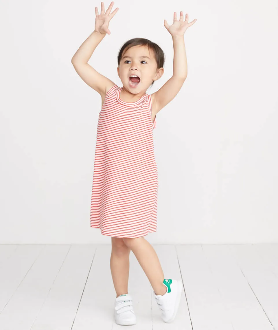 Mini Alana Tank Dress in Cherry/White Stripe
