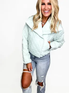 Mint Quilted Cropped Jacket