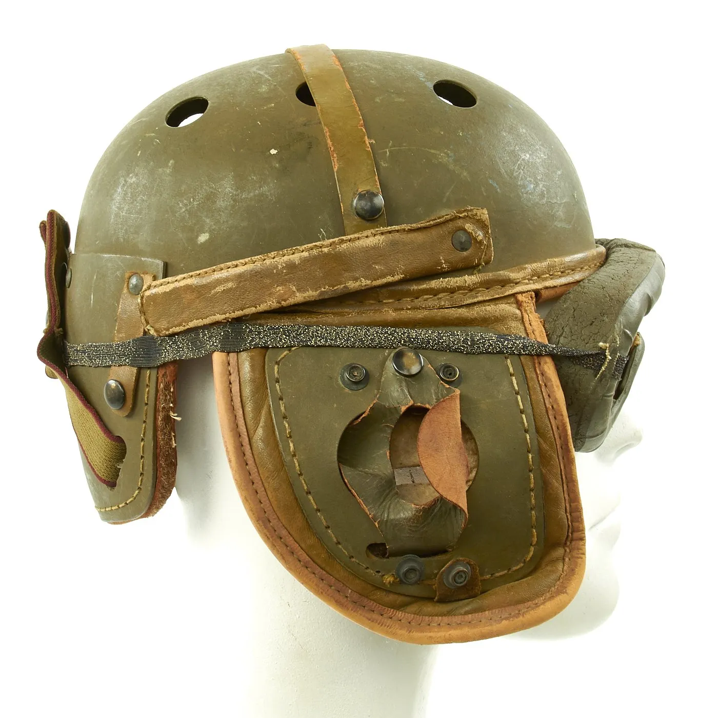 Original U.S. WWII Experimental T19E1 Tank Crew Helmet Liner with Chinstrap