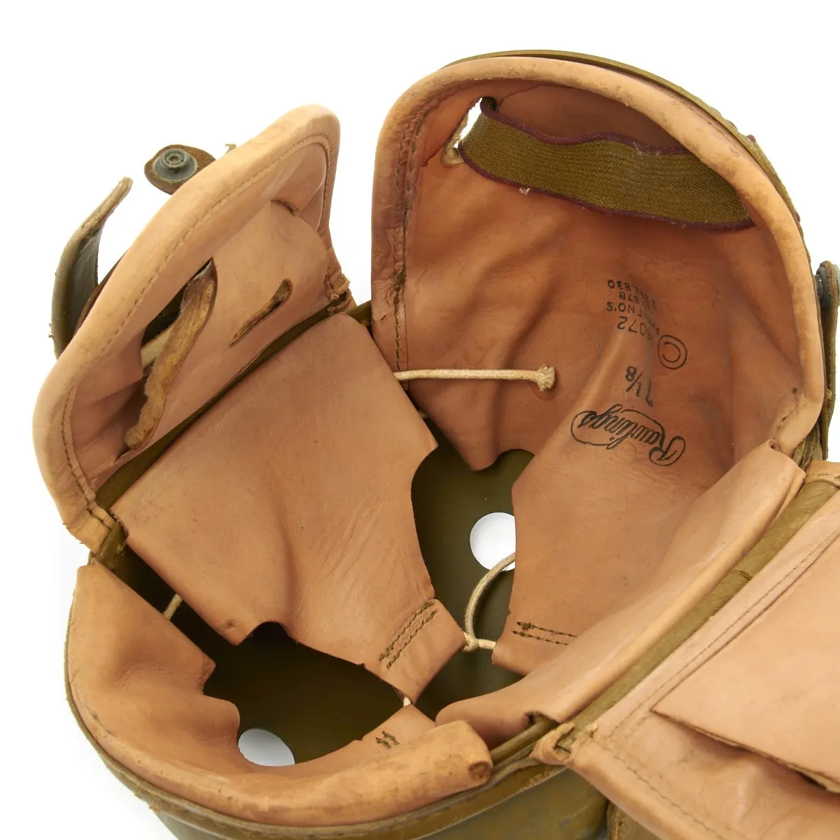 Original U.S. WWII M38 Tanker Helmet by Rawlings with M-1944 Polaroid Goggles - Size 7 1/8