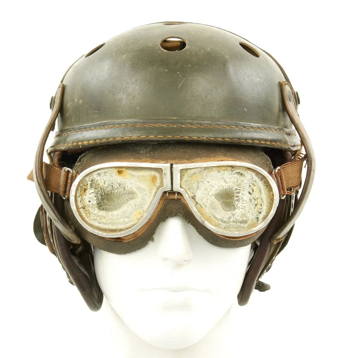 Original U.S. WWII M38 Tanker Helmet by Wilson Athletic Goods with Resistal Goggles