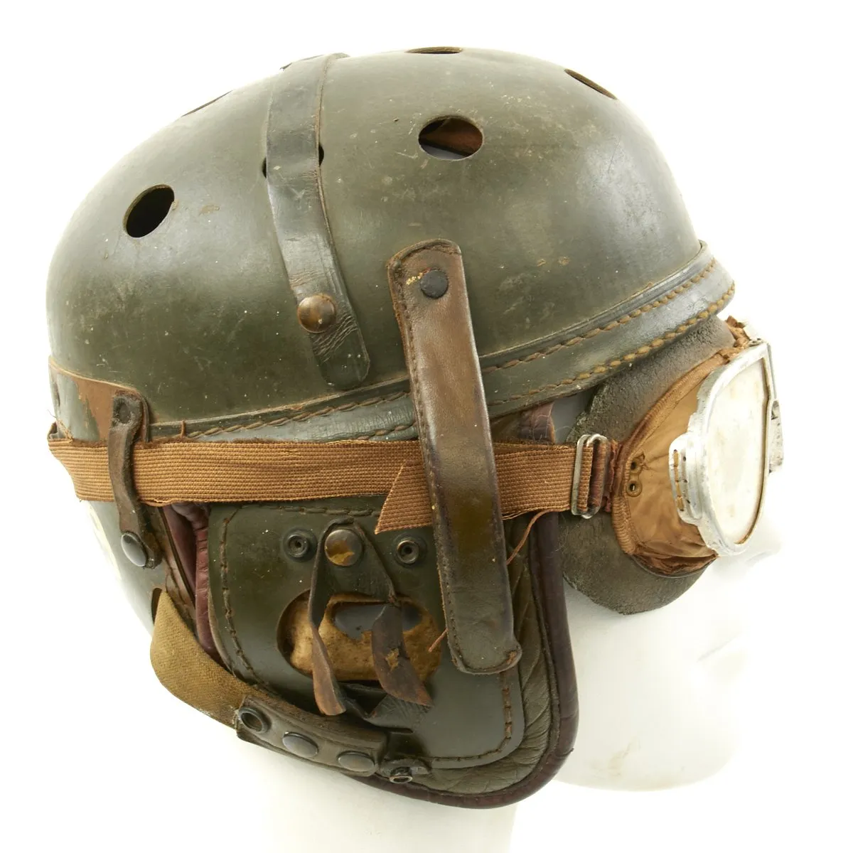 Original U.S. WWII M38 Tanker Helmet by Wilson Athletic Goods with Resistal Goggles