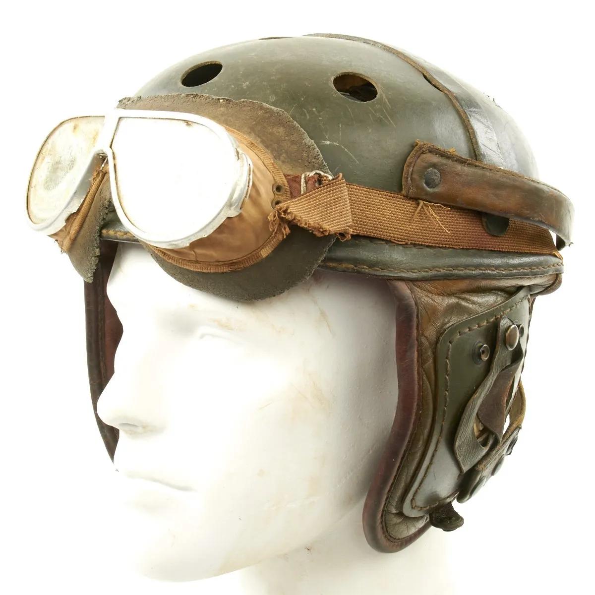 Original U.S. WWII M38 Tanker Helmet by Wilson Athletic Goods with Resistal Goggles