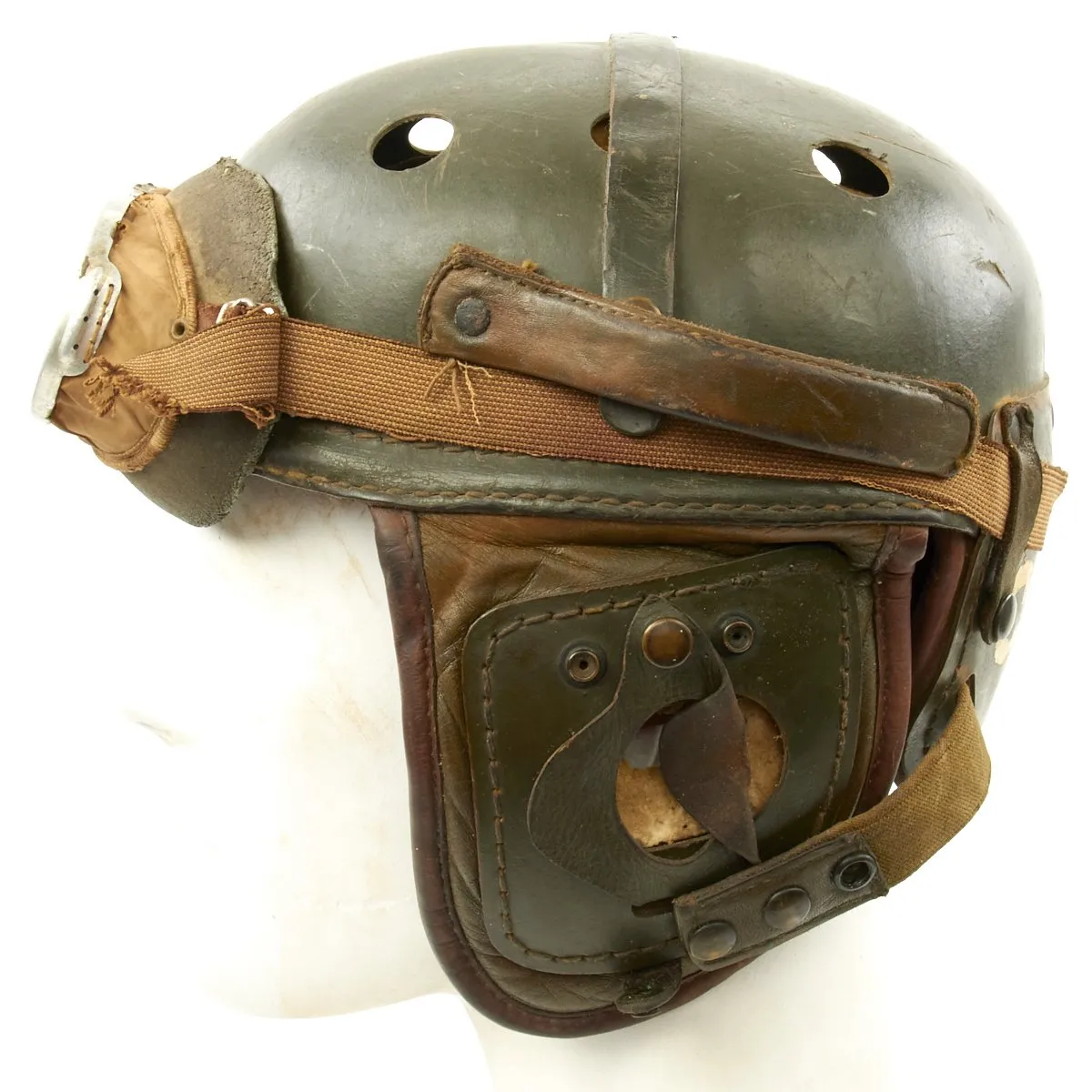 Original U.S. WWII M38 Tanker Helmet by Wilson Athletic Goods with Resistal Goggles