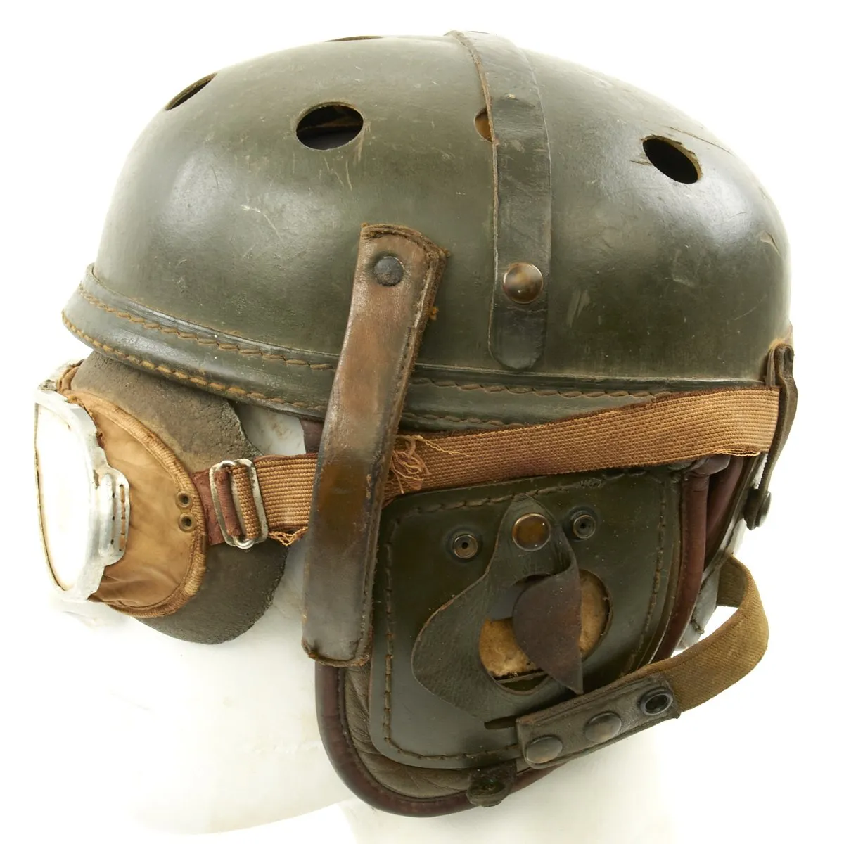 Original U.S. WWII M38 Tanker Helmet by Wilson Athletic Goods with Resistal Goggles