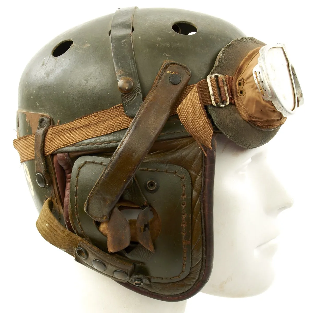 Original U.S. WWII M38 Tanker Helmet by Wilson Athletic Goods with Resistal Goggles