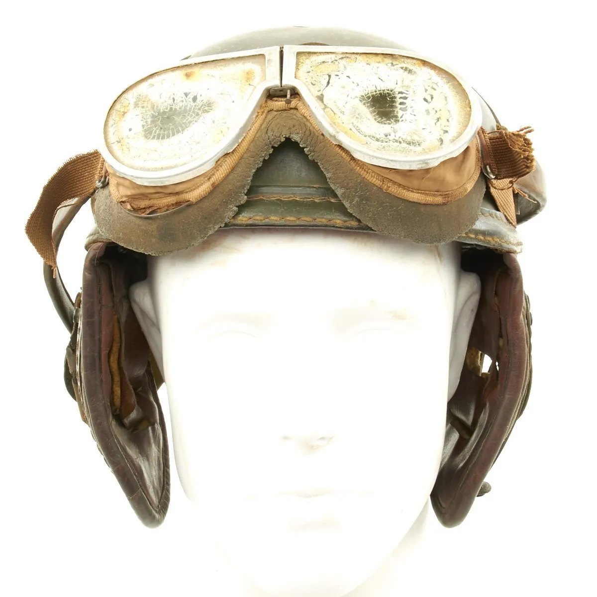 Original U.S. WWII M38 Tanker Helmet by Wilson Athletic Goods with Resistal Goggles