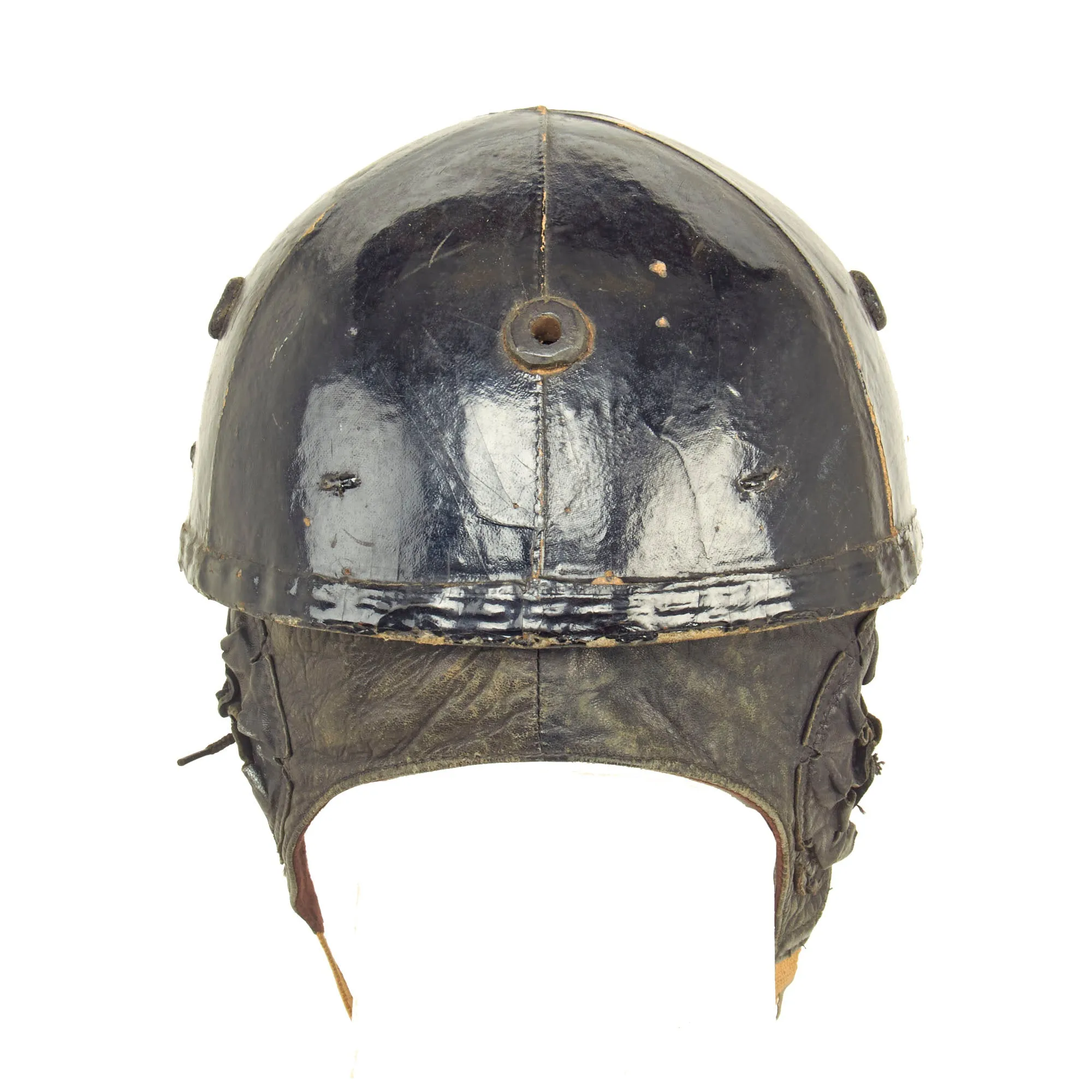 Original WWII Canadian Tanker Crash Helmet with Earphone "Scrum" - Size 7