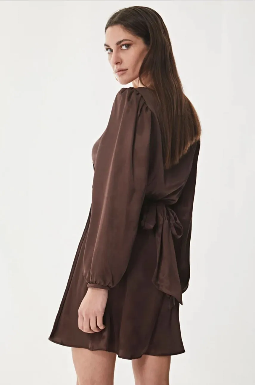 PUFF SLEEVE WRAP DRESS