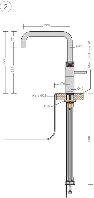 Quooker Fusion Square PRO3 Stainless Steel 3 in 1 Boiling Water Tap with 3 Liters Tank