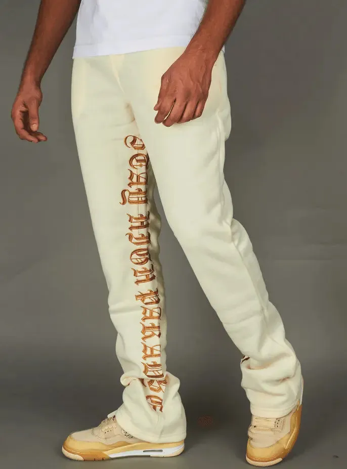 Rebel Minds - Stay High Flc Stacked Sweatpants - Cream