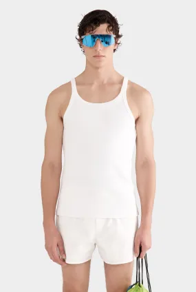 Slim Fit Jersey Rib Tank - Off White