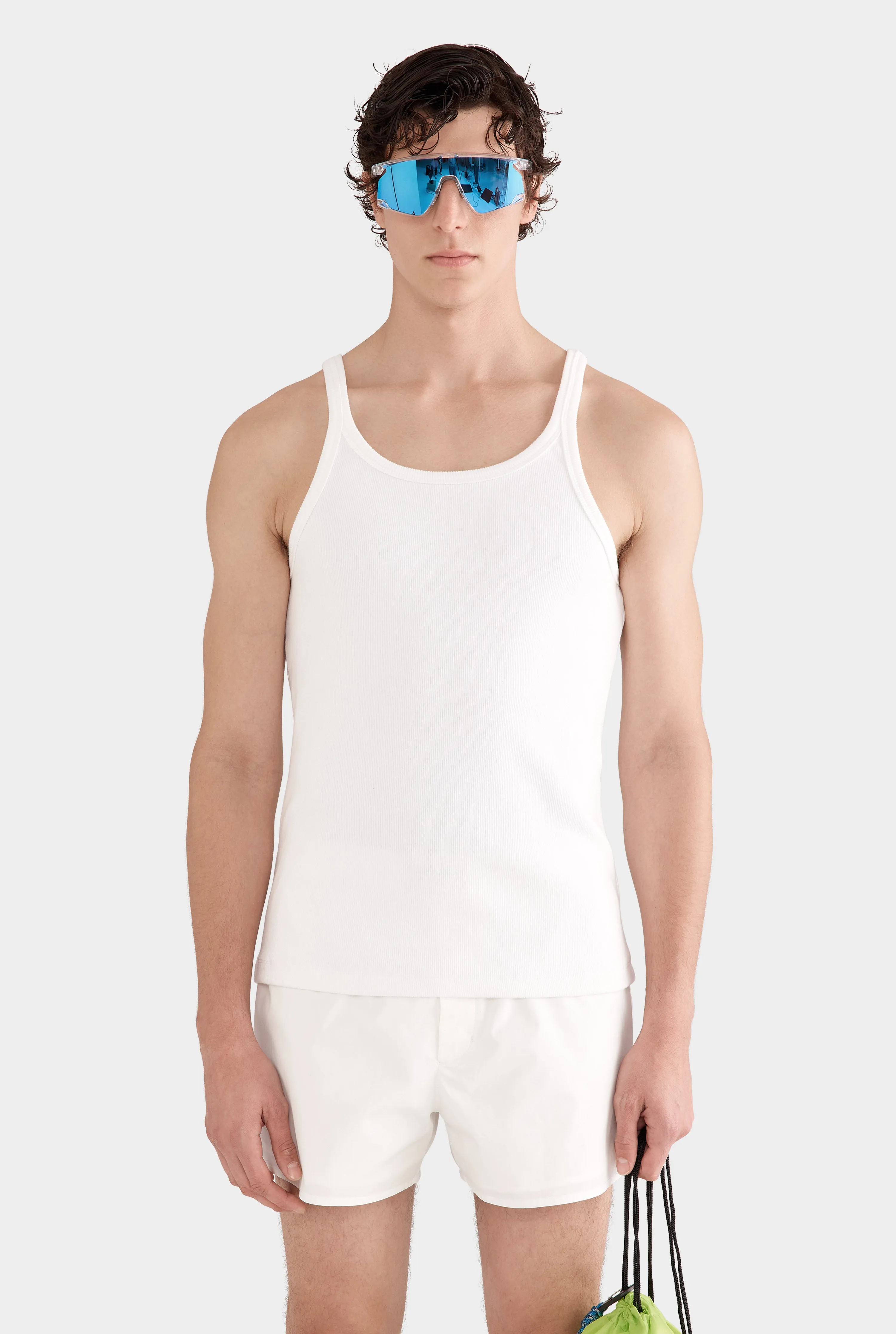 Slim Fit Jersey Rib Tank - Off White