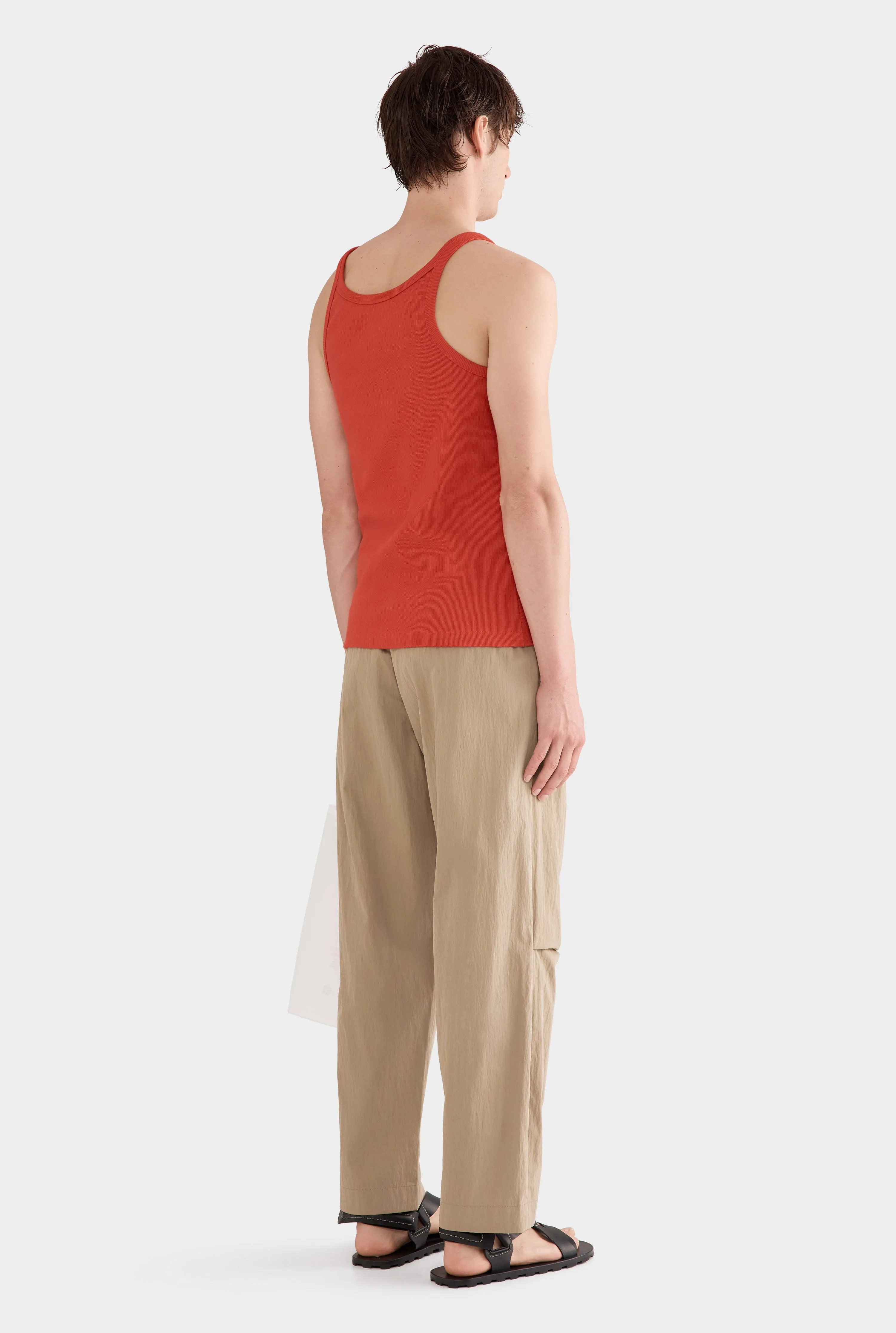 Slim Fit Jersey Rib Tank - Red