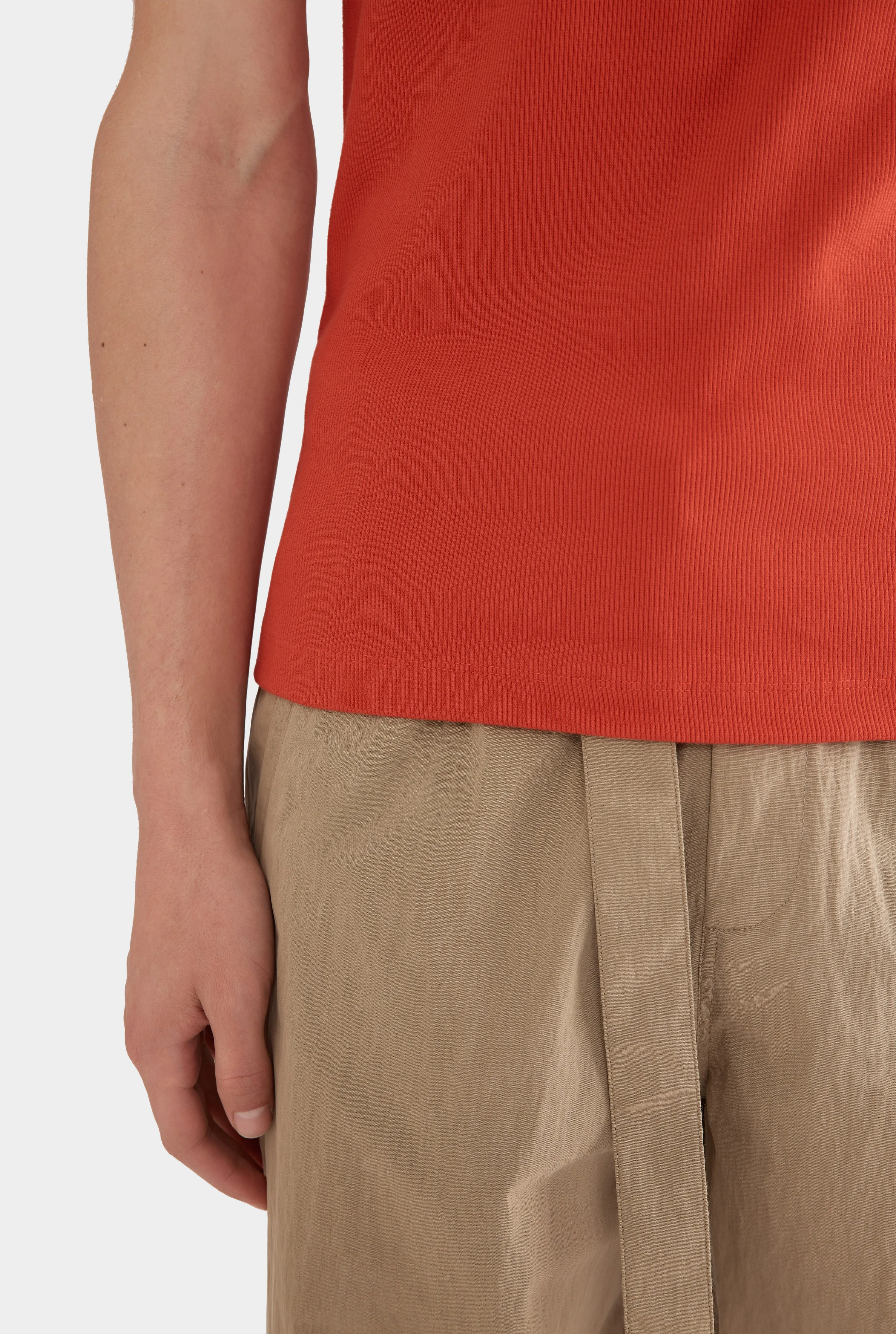 Slim Fit Jersey Rib Tank - Red