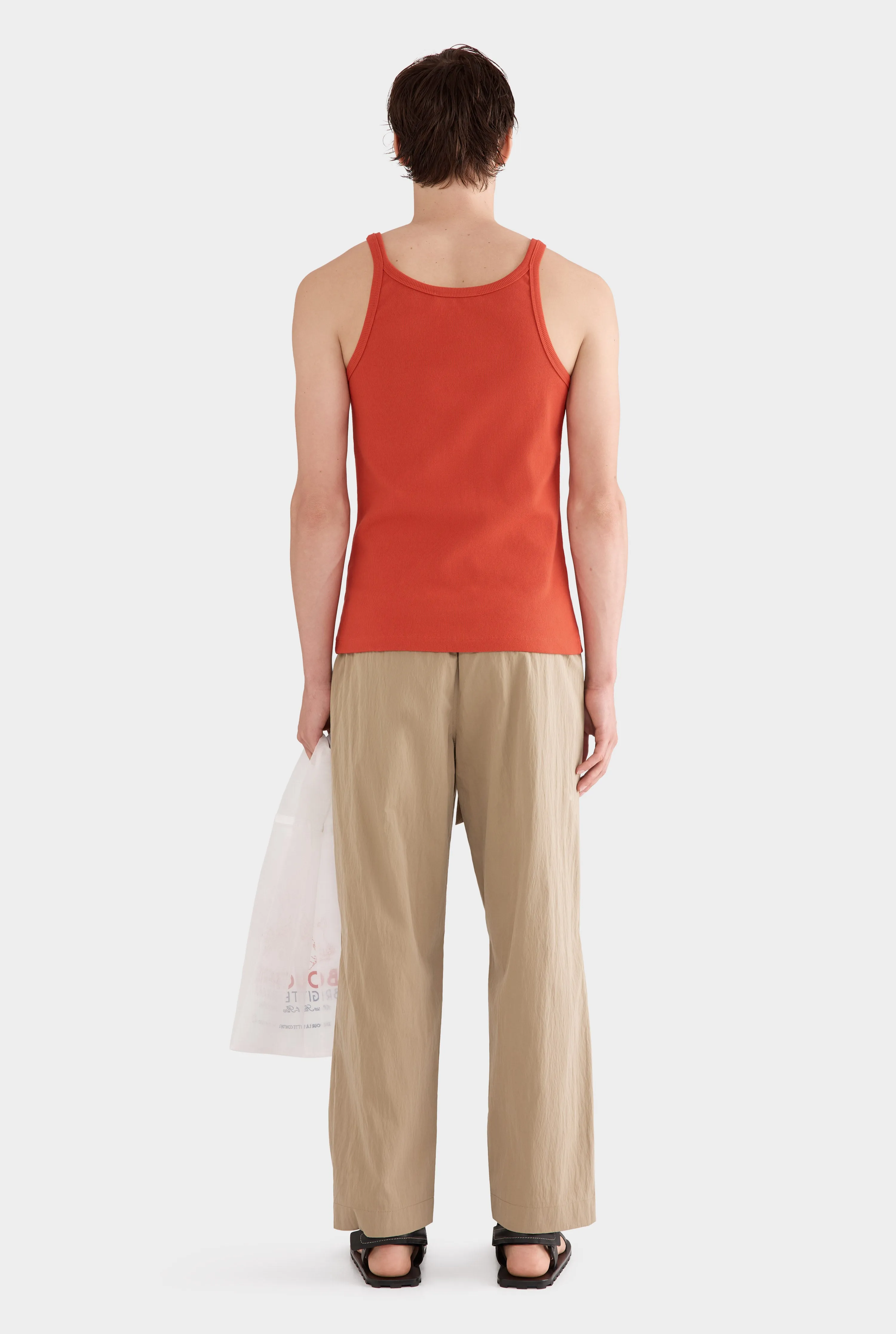 Slim Fit Jersey Rib Tank - Red