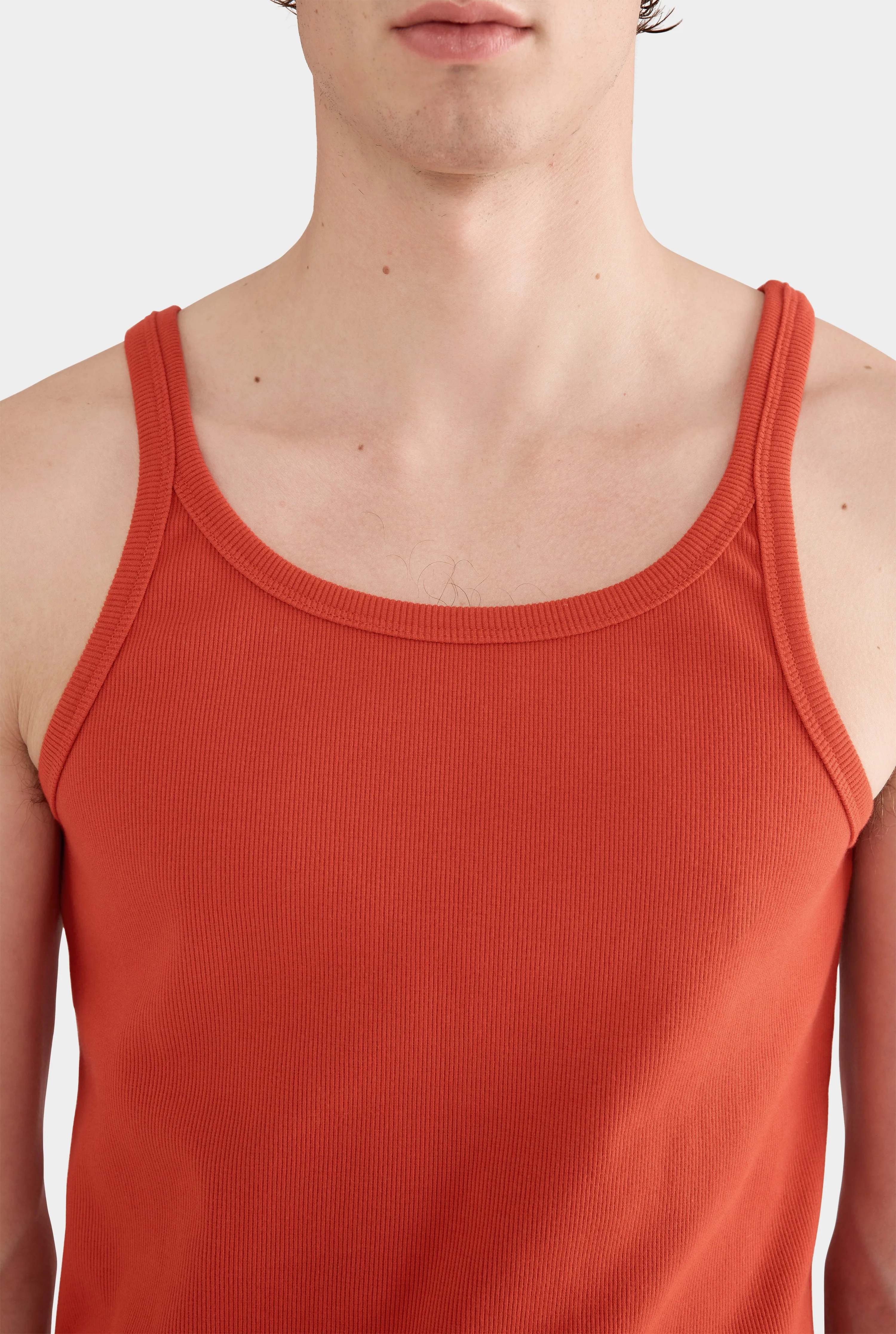 Slim Fit Jersey Rib Tank - Red