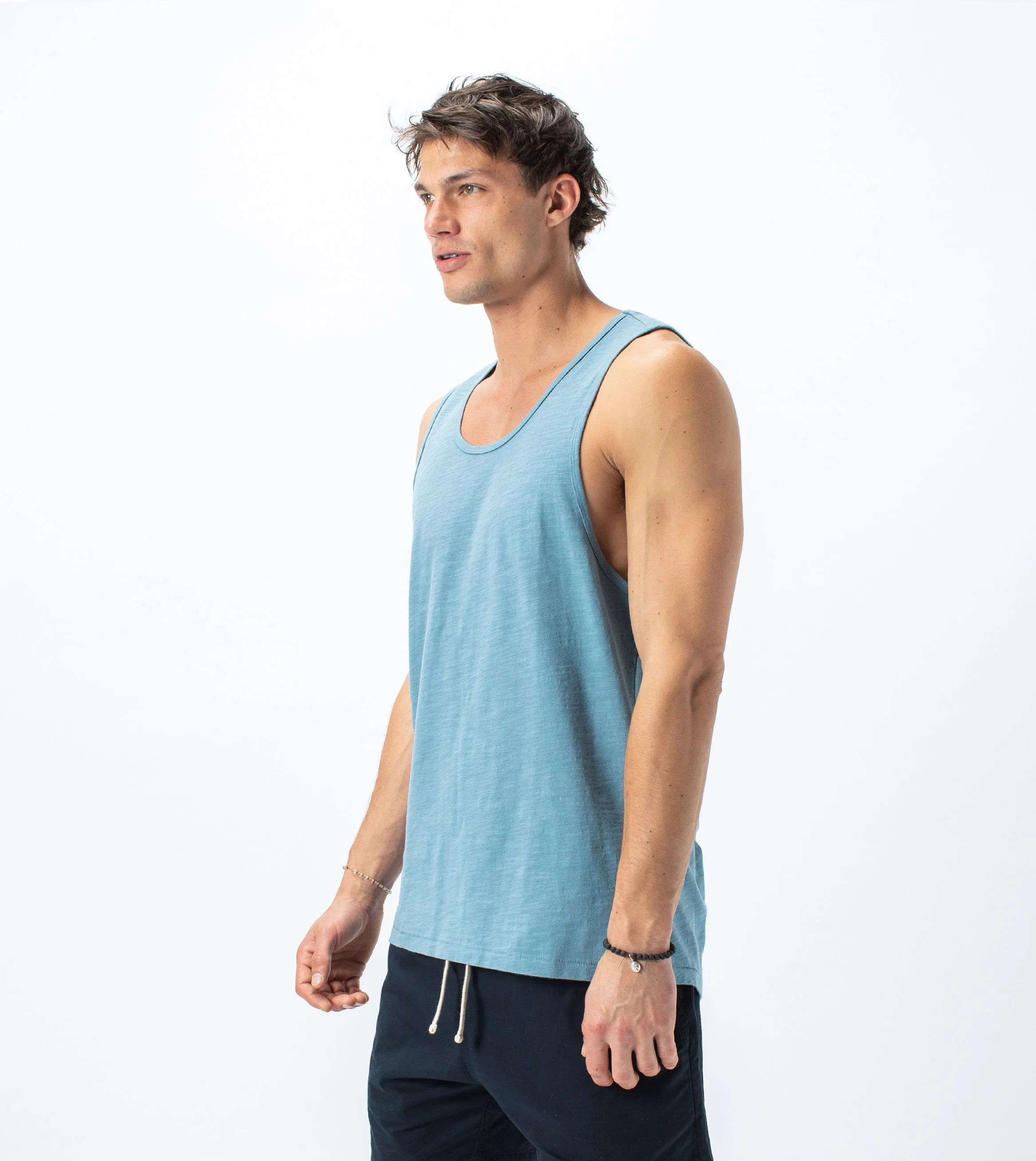 Slub Rugger Tank Ocean