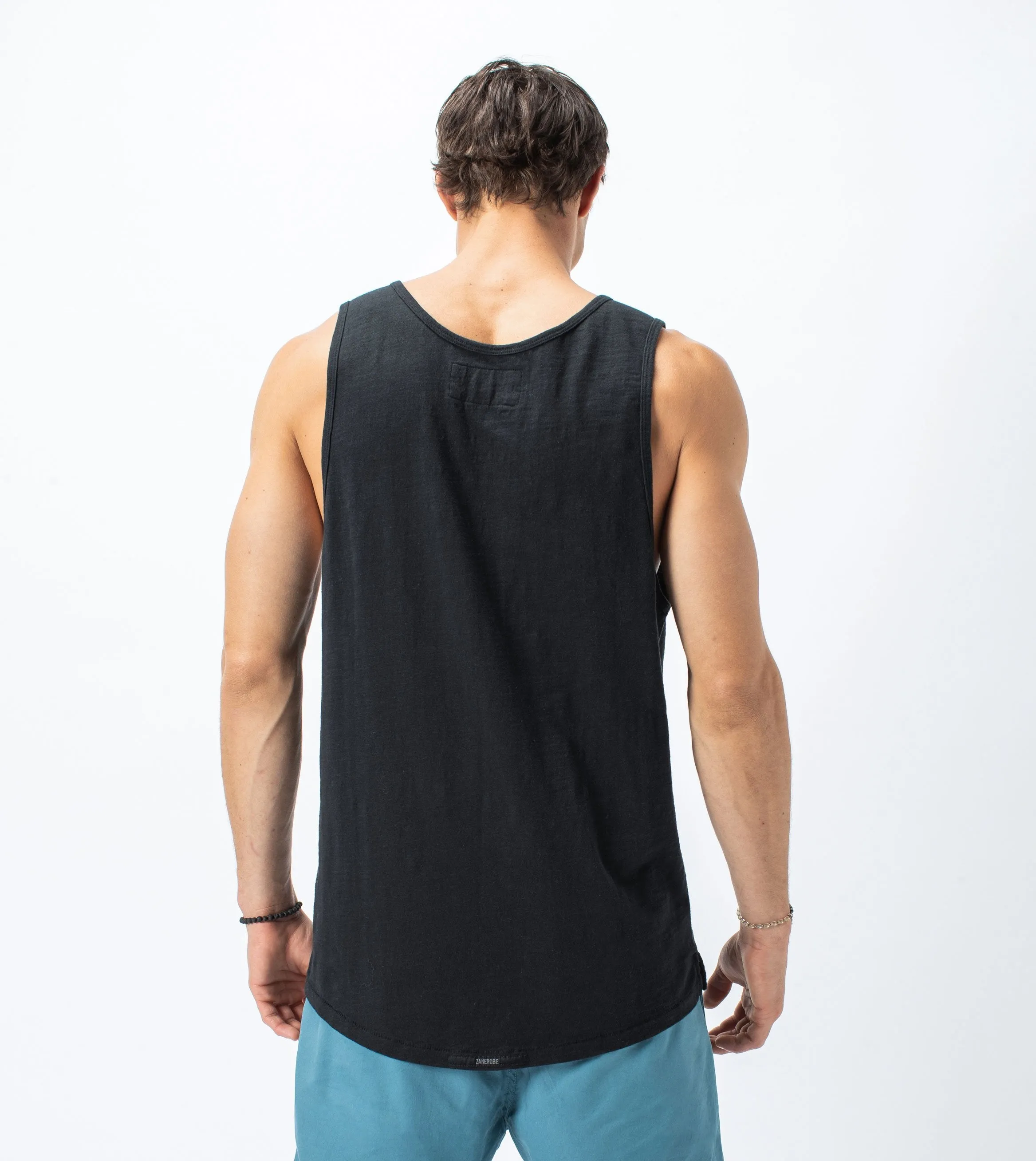 Slub Rugger Tank Smokey Black