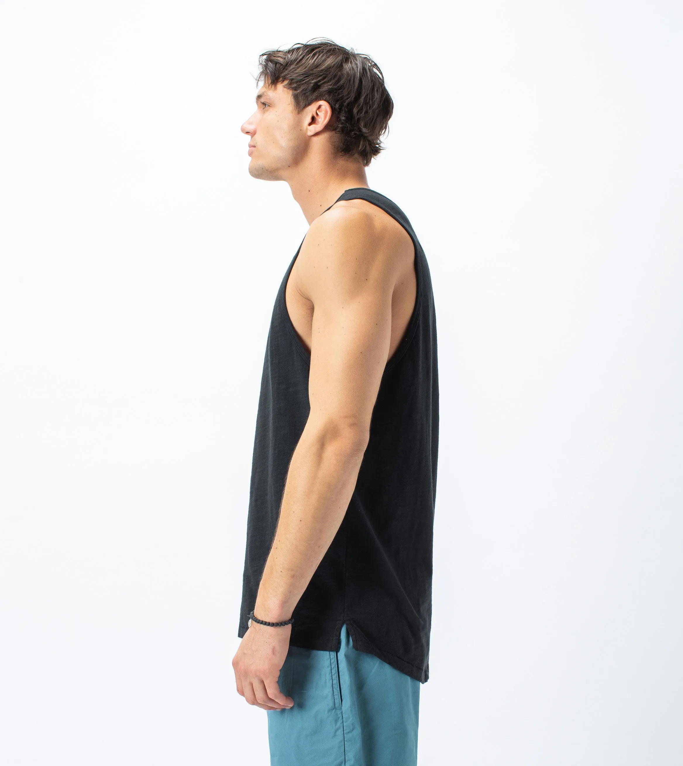 Slub Rugger Tank Smokey Black